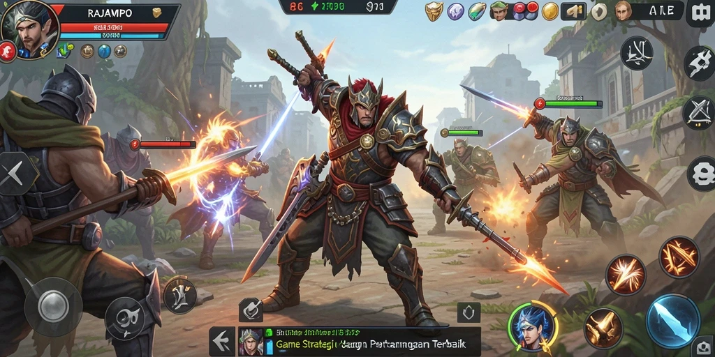 Tampilan gameplay menampilkan pertarungan strategis yang mendebarkan.