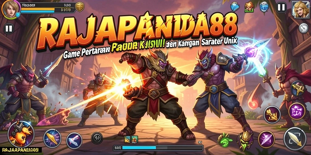 Tampilan gameplay RAJAPANDA88 yang seru dengan aksi pertempuran mendebarkan.