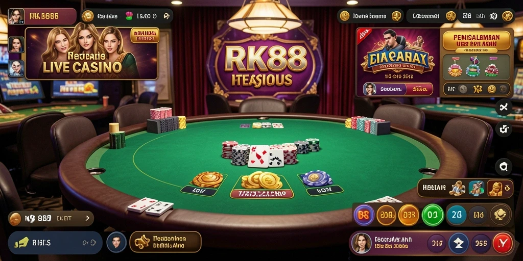 Tangkapan layar dari gameplay Live Casino yang mendebarkan di RK88.
