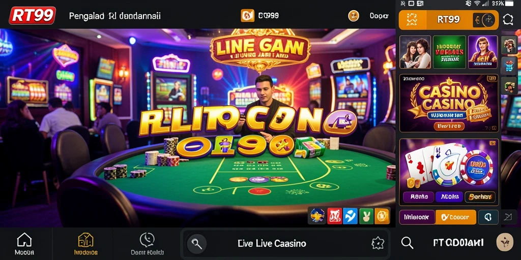 Gameplay Live Casino RT99 dengan dealer langsung dan interaksi pengguna.